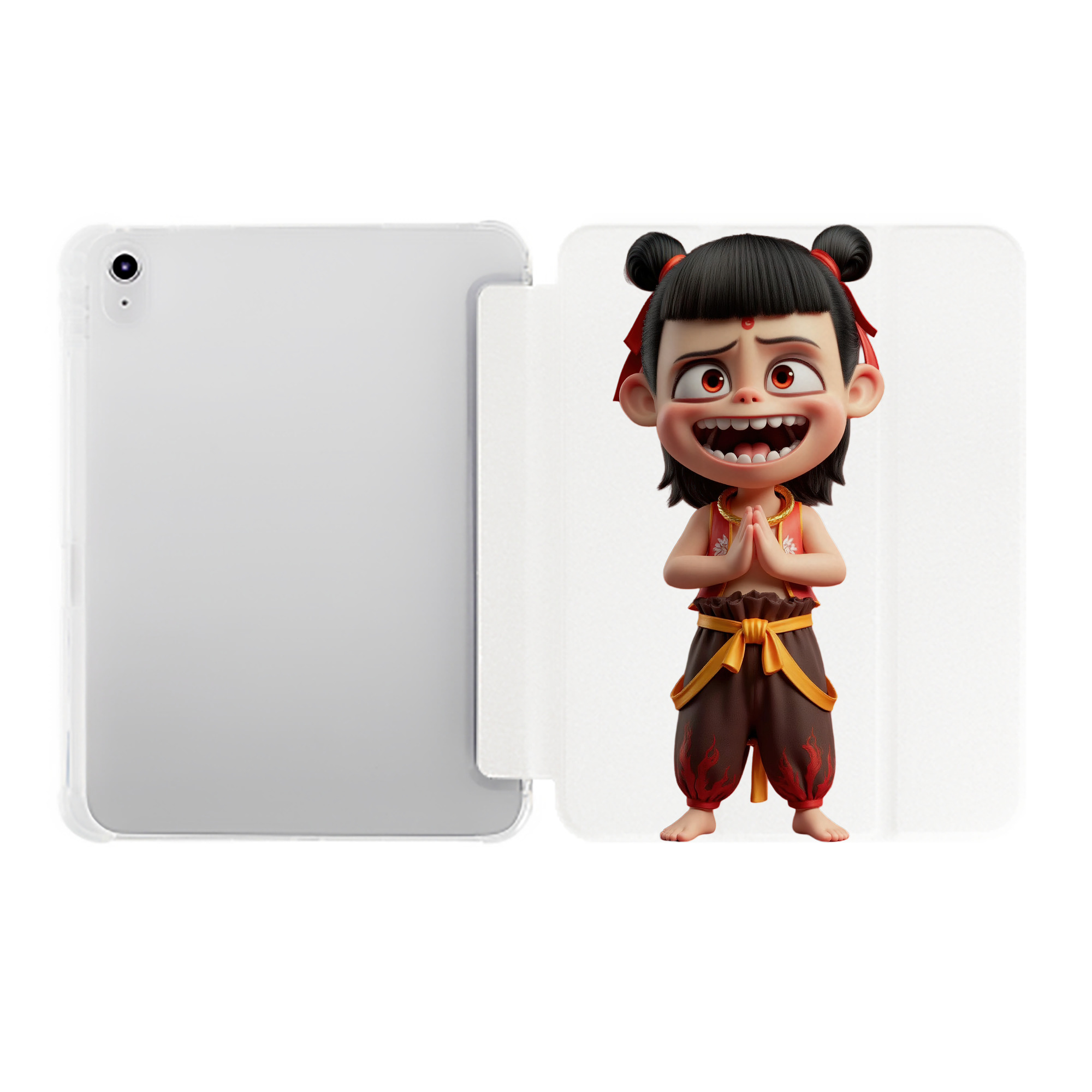 （画像用） Ne Zha 2 ナタ 魔童の大暴れ IPad ケース ペン収納付き 三つ折りスタンド PUレザー×シリコン 対応機種9.5/10.5/10.9インチ